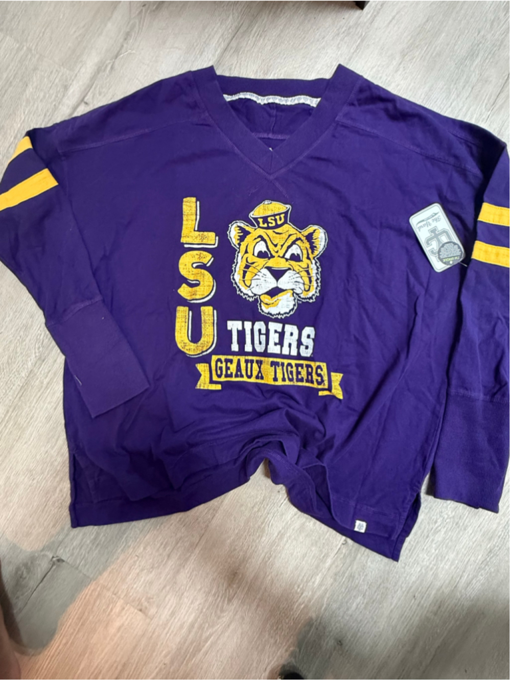 Women's The Yard by Colosseum LSU Tigers Long Sleeve Tee, Purple/Yellow, Size M - Picture 1 of 4